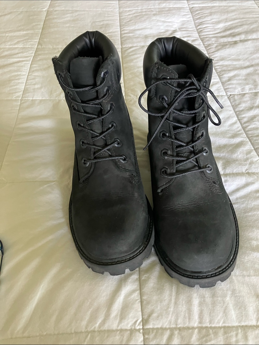 Timberland premium 6” waterproof boots in black nubuck junior size 5.5